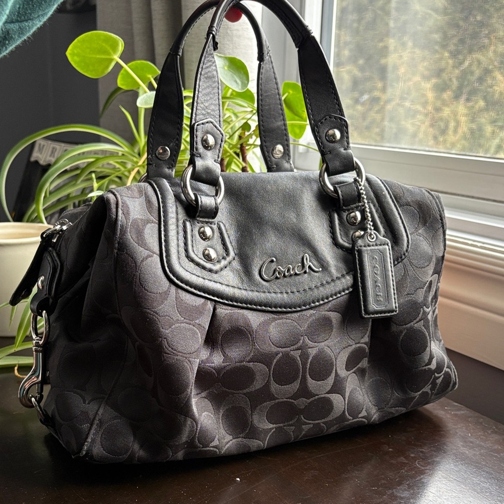 Coach Black Signature Satchel Shoulder Bag